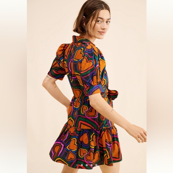 NWT FARM Rio Short-Sleeve Bow-Front Mini Dress - Picture 2 of 8